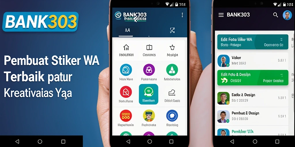 Tampilan antarmuka BANK303 untuk membuat stiker WA yang kreatif.