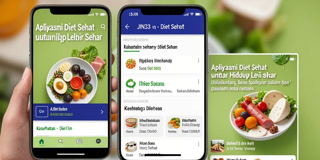 Antarmuka aplikasi JIN33 dengan fitur diet sehat yang menarik