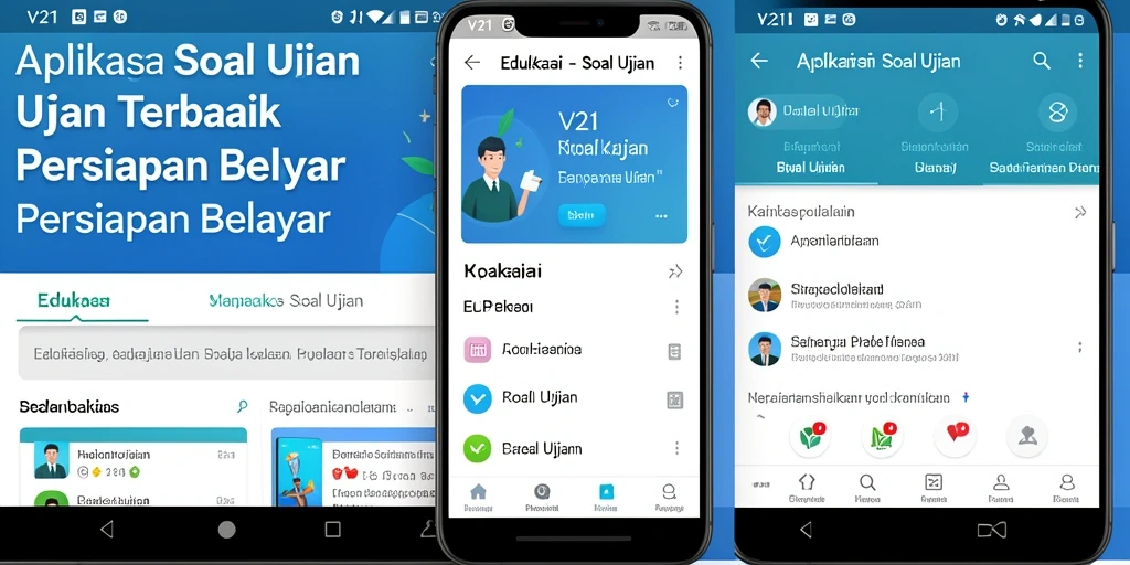 Antarmuka aplikasi V21 yang intuitif untuk soal ujian.